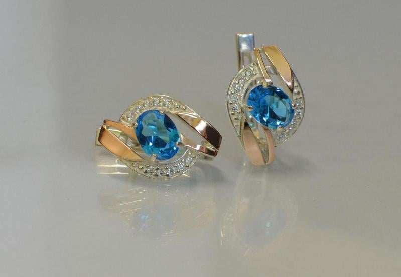 Серебряные серьги Sil 090s-1 Аквамарин (Sil-971)