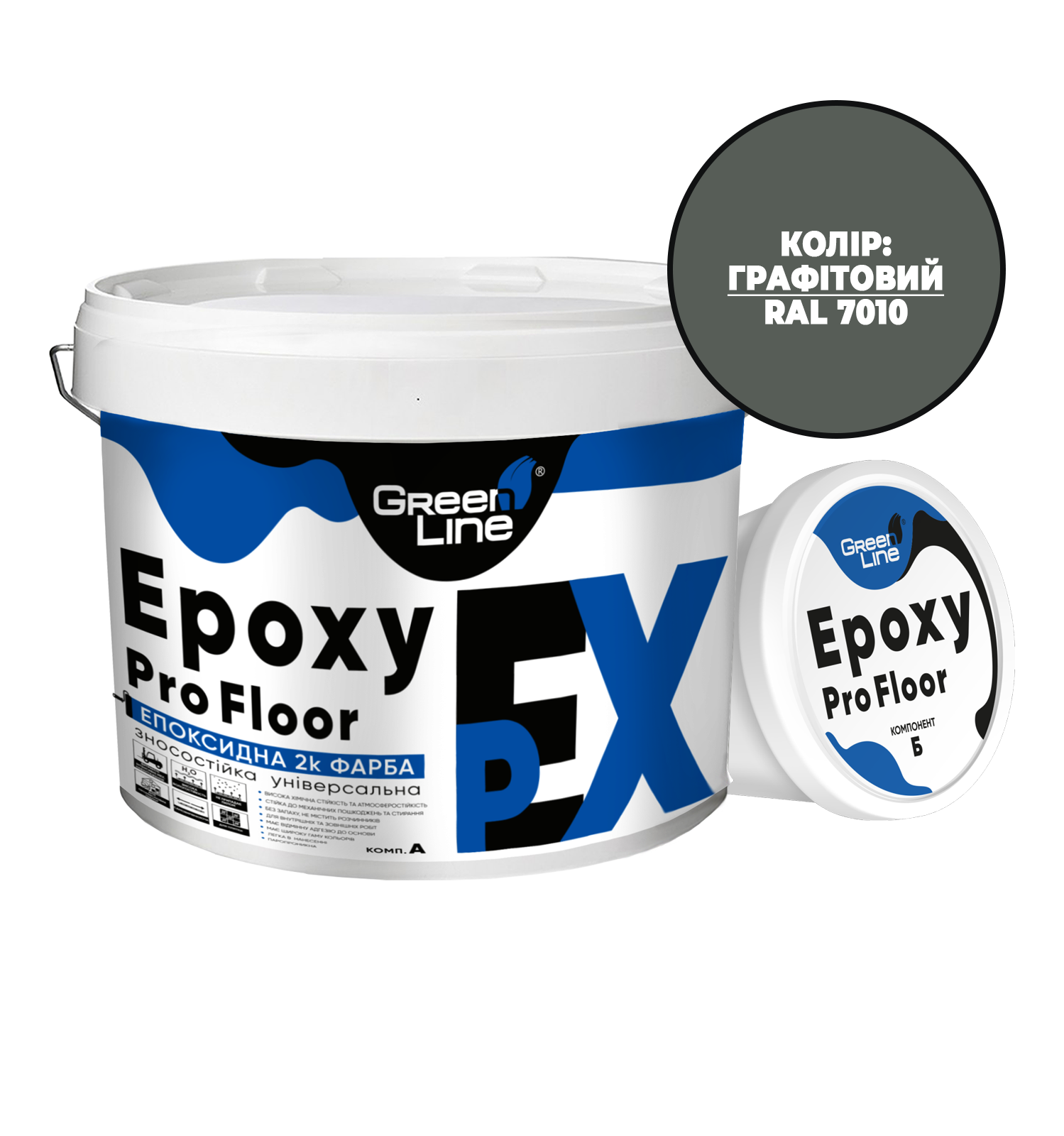 Краска эпоксидная двухкомпонентная EpoxyProFloor 18 кг Графитовая (PPUA627718Gr) - фото 1 Краска эпоксидная двухкомпонентная EpoxyProFloor 18 кг Графитовая (PPUA627718Gr) - фото 1