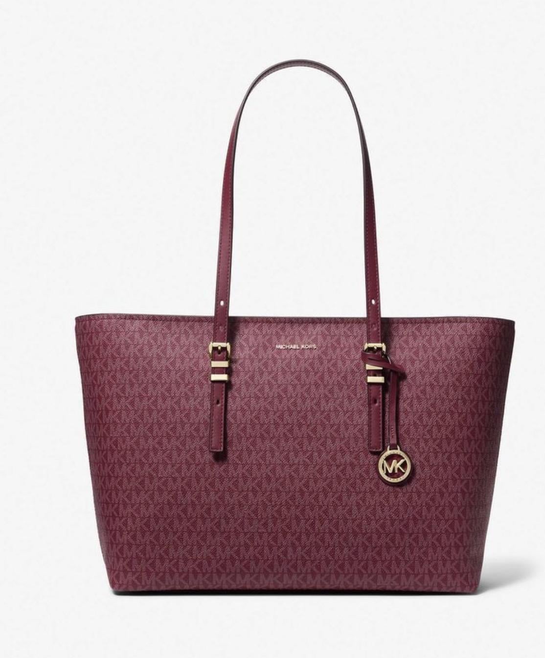 Сумка тоут Michael Kors Quinn Large Signature Logo and Leather Tote Bag (30T5GQNT9V)