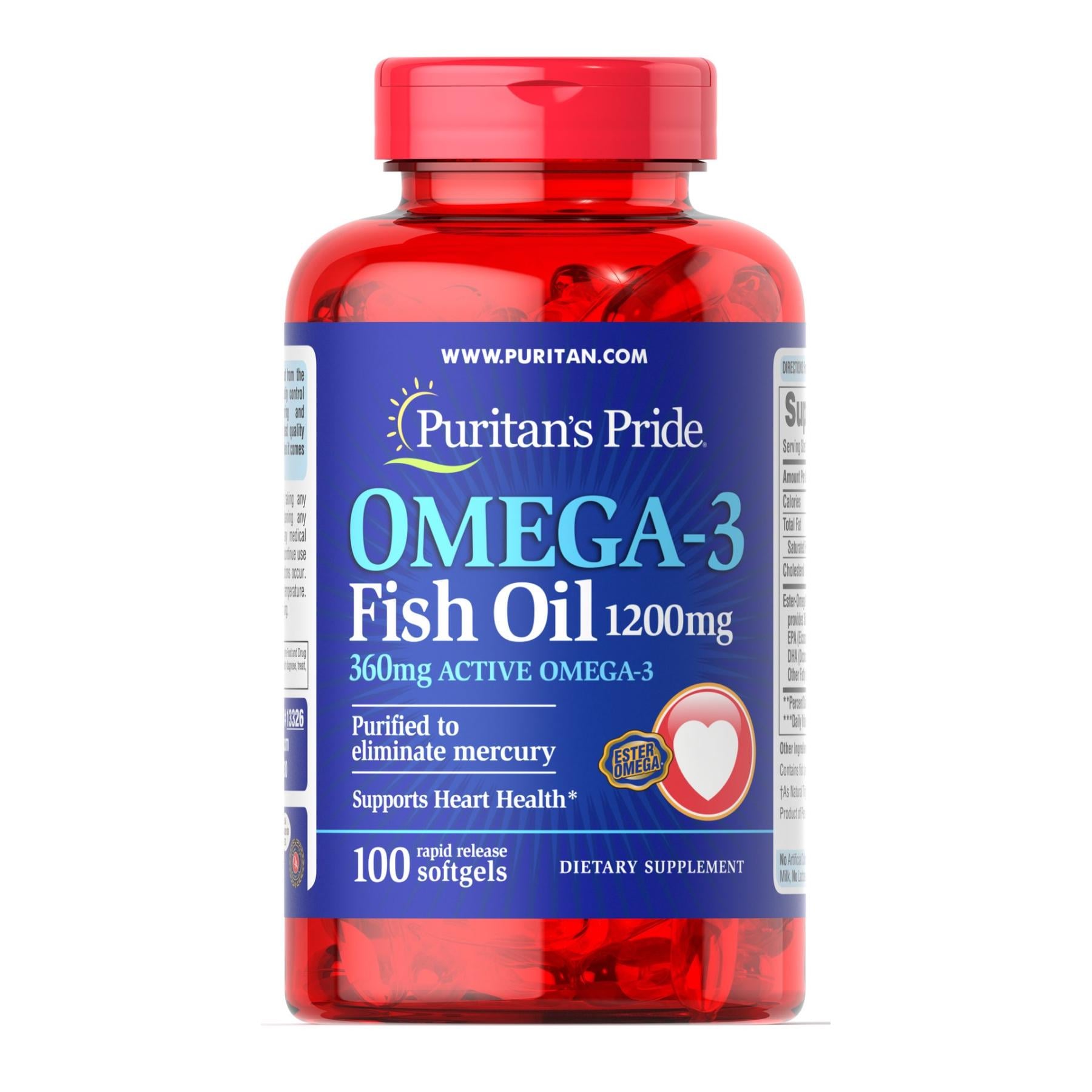 Добавка Omega-3 Fish Oil 1200 mg 360 mg Active Omega-3 100 Softgels (100-13-5213894-20)