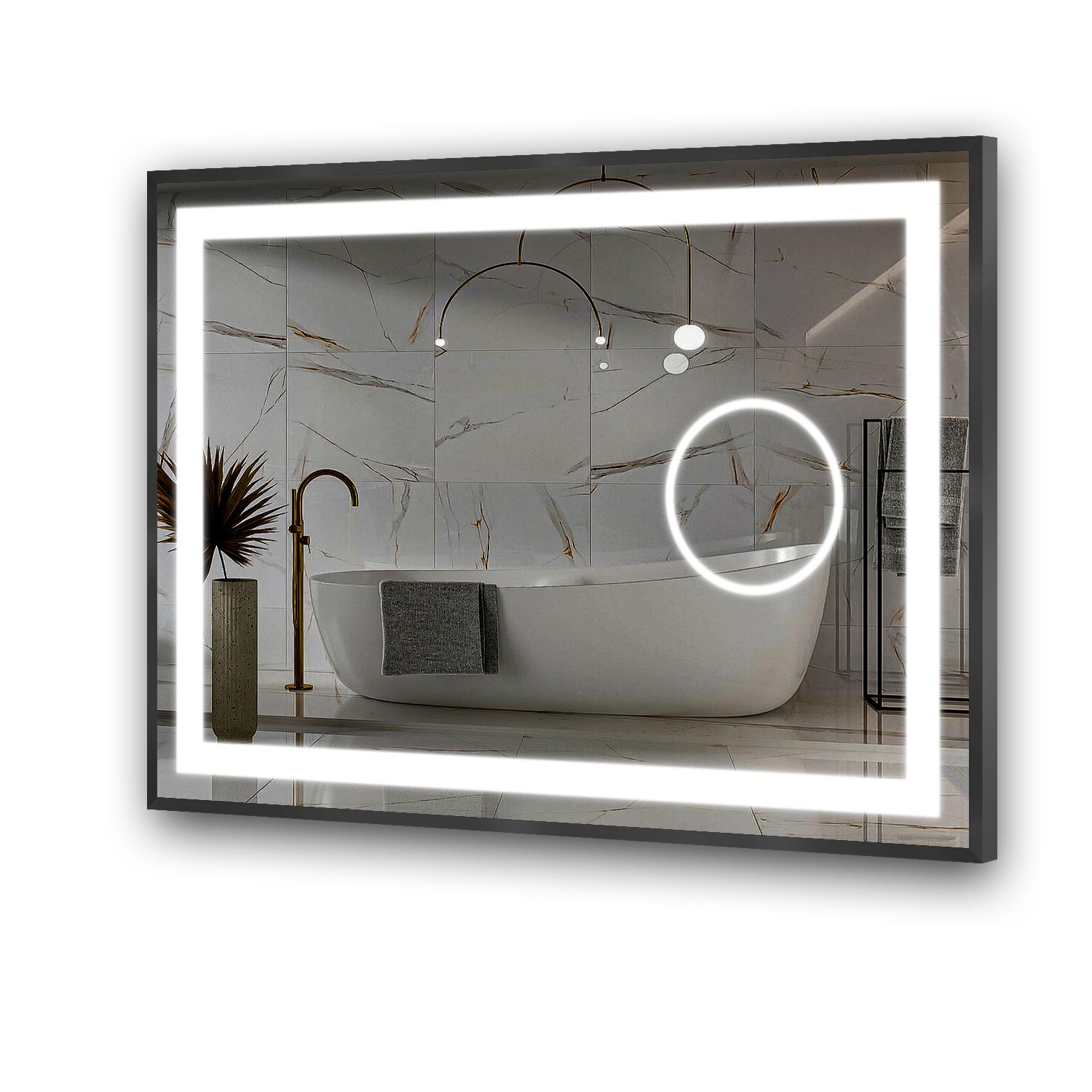 Зеркало в алюминиевой раме Galina с LED подсветкой 1500x600x30 см Black (23526795)