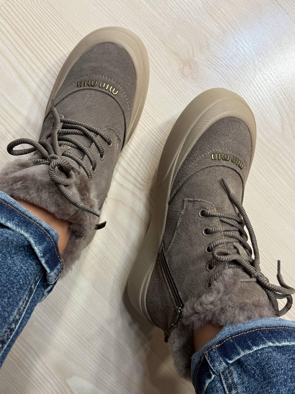 Черевики жіночі Hengji 677-3 замшеві високі кеди на хутрі р. 37 Бежевий (5718)