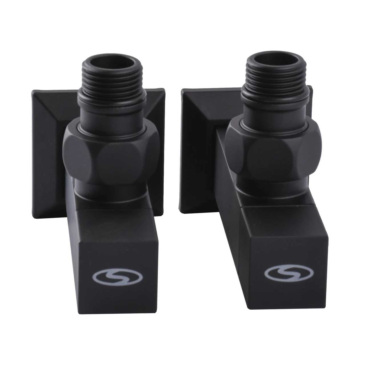 Комплект полуоборотных кранов угловых с американкой Solomon LUX 1/2" CUBE 8888 Black (23500565) - фото 2