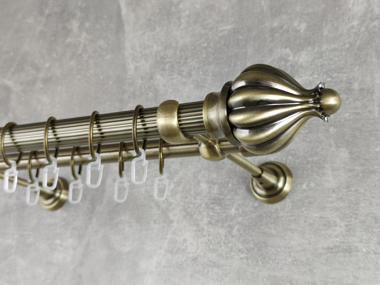 Карниз MStyle металлический для штор двухрядный Таджа 25/19 мм рифленый 400 см Антик (5011789)