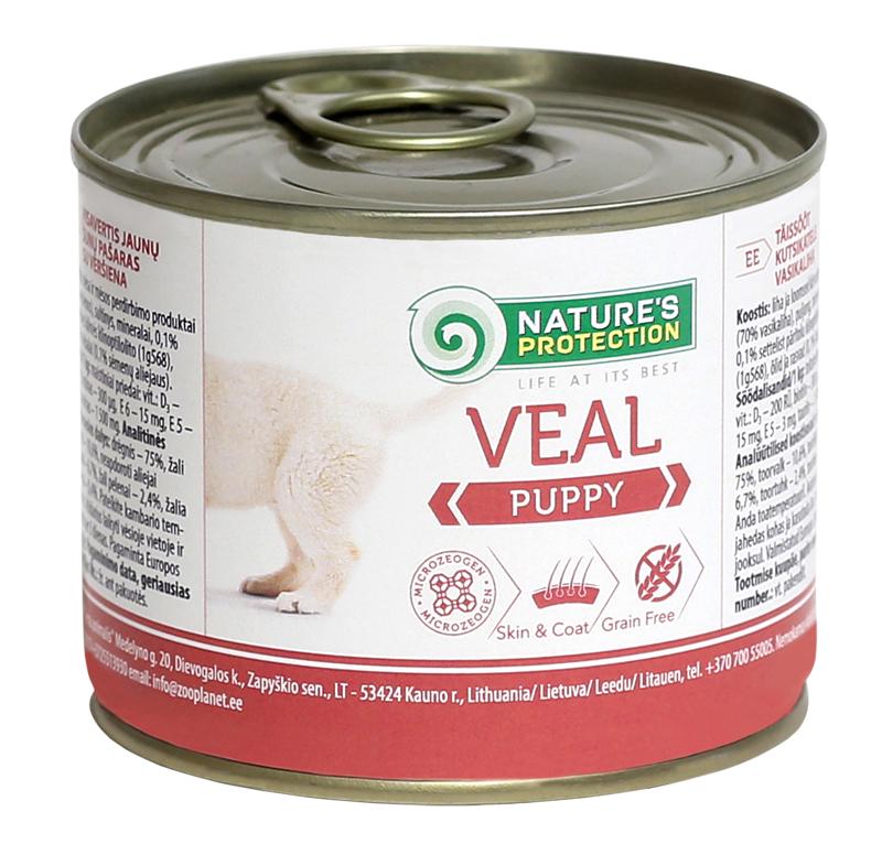 Консерви Natures protection Puppy Veal для цуценят з телятиною для перебірливих у їжі малюків 200 г