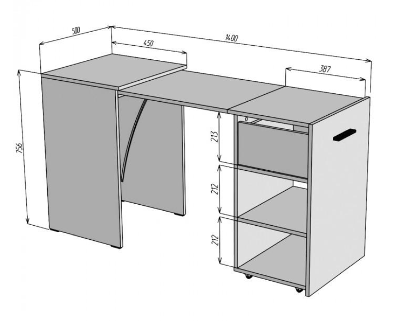Стол-трансформер Knap Knap Hobana Ш1 140х50х75,6 см Белый/Венге - фото 4