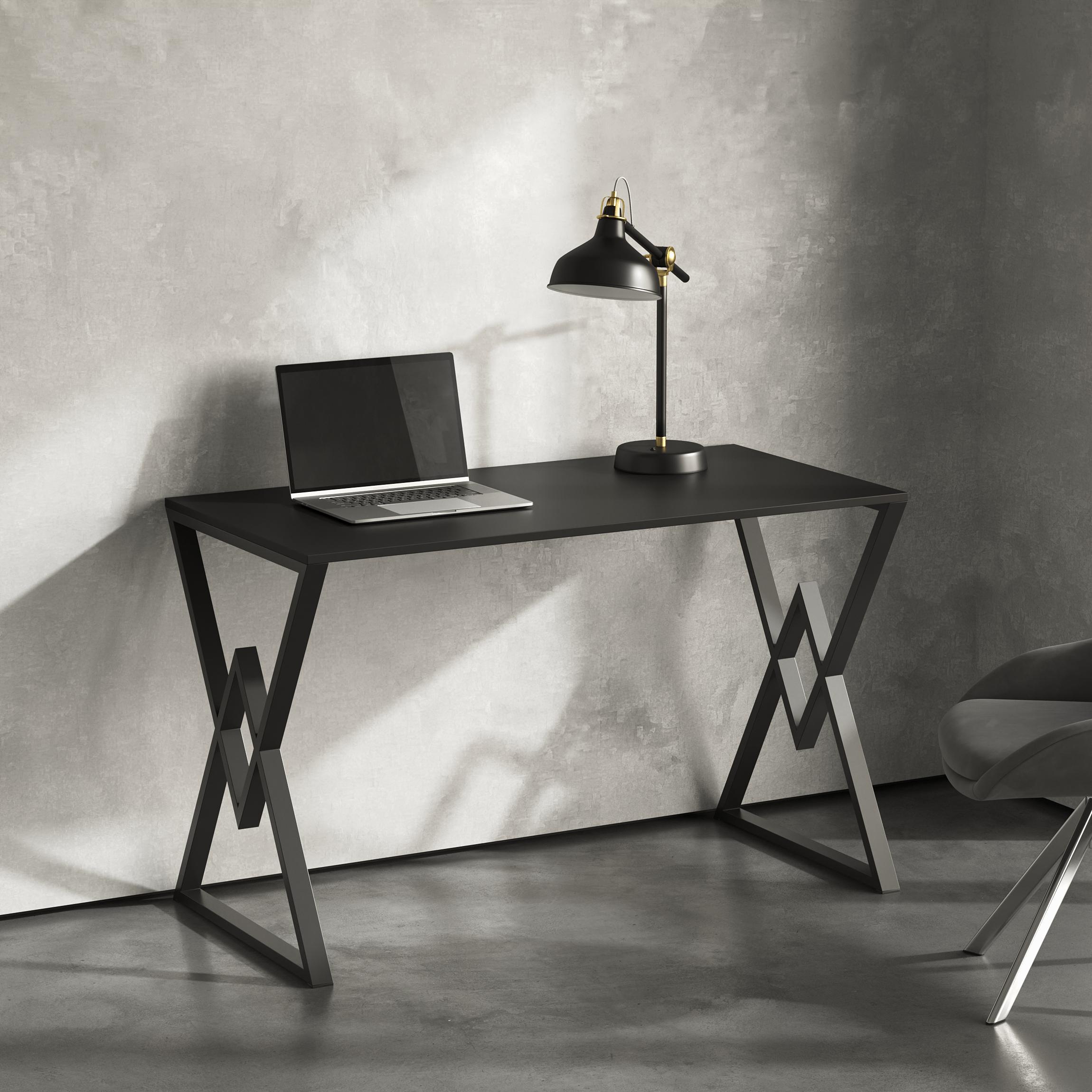 Стол письменный лофт Серия 14 1200х500х16 мм Черный (24159352)