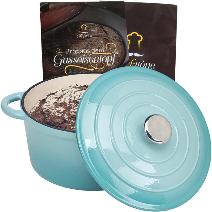 Жаровня чавунна Chefarone з кришкою 3,5 л 24 см Синій (2676128)