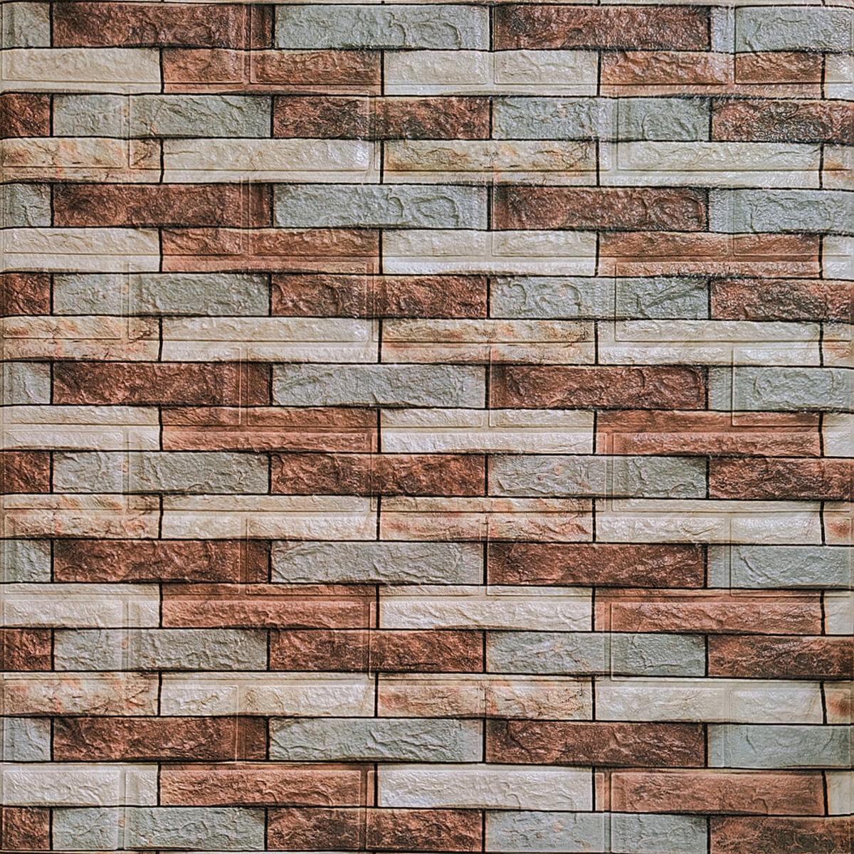 3D-панель декоративная самоклейка под кирпич песчаник 700х770х4 мм Коричневый (SW-00000531)