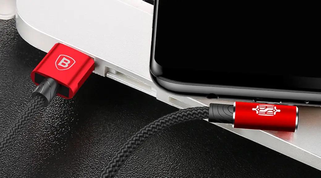 Кабель для быстрой зарядки Baseus реверсивный USB Type C 90° 0,5 м 3 A 480 Мбит/с Red (1896596474) - фото 4