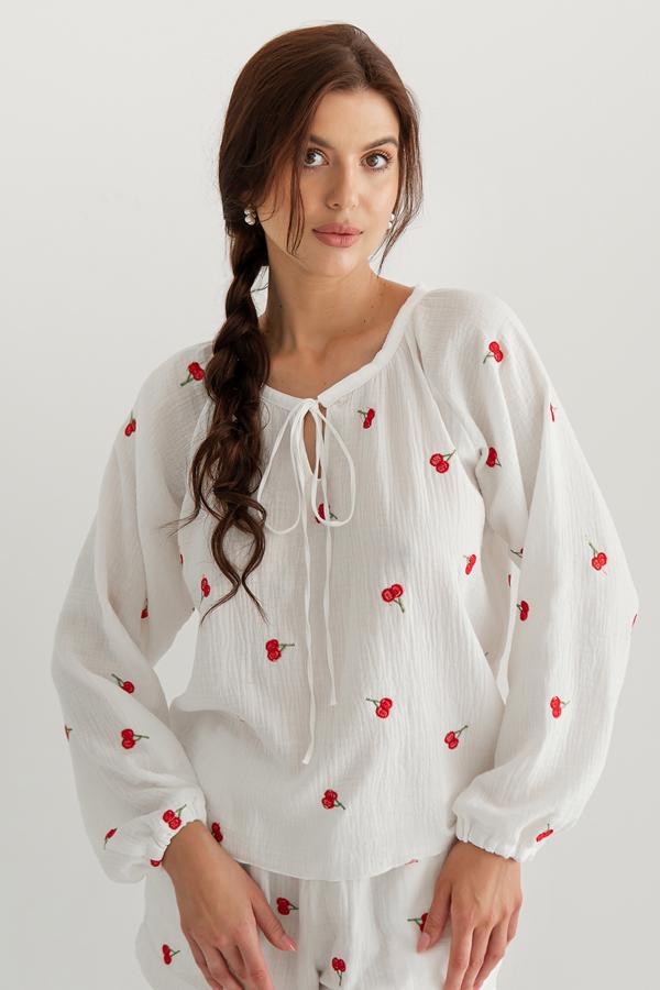 Рубашка с вышивкой Forli из муслина XL/XXL Cherry (ML0085-38-60)