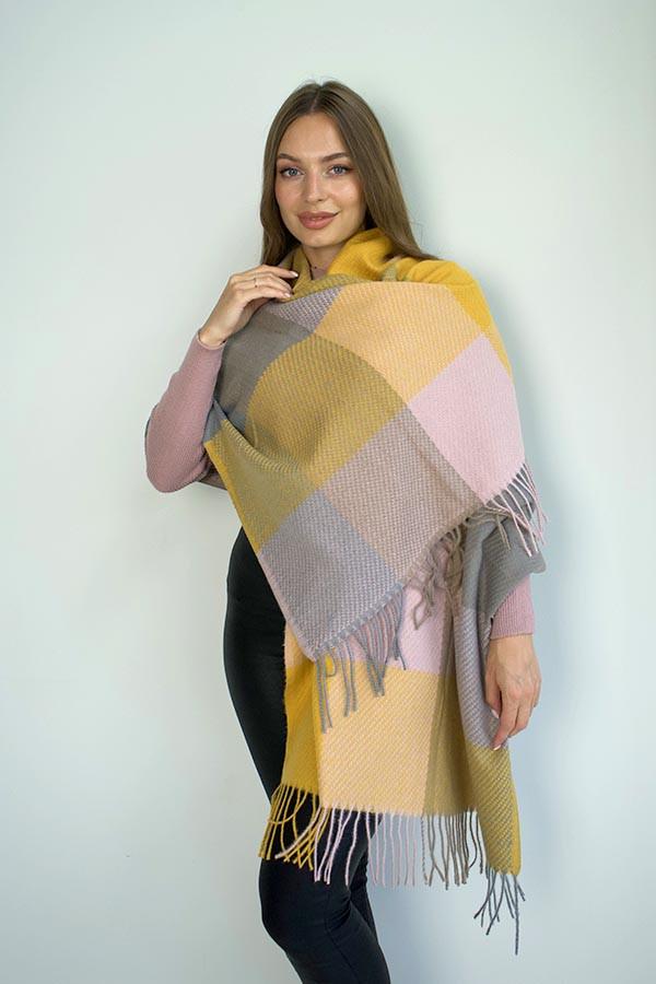 Палантин кашеміровий Braxton Квадрати 7019 Пісочний (26479568)