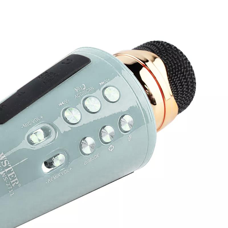 Беспроводной караоке микрофон WSTER WS2711 Bluetooth FM-радио/microSD/USB Голубой - фото 5