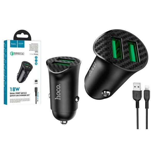 Зарядний пристрій Hoco Z39 lightning QC3.0 2USB/18W (Z39) - фото 3