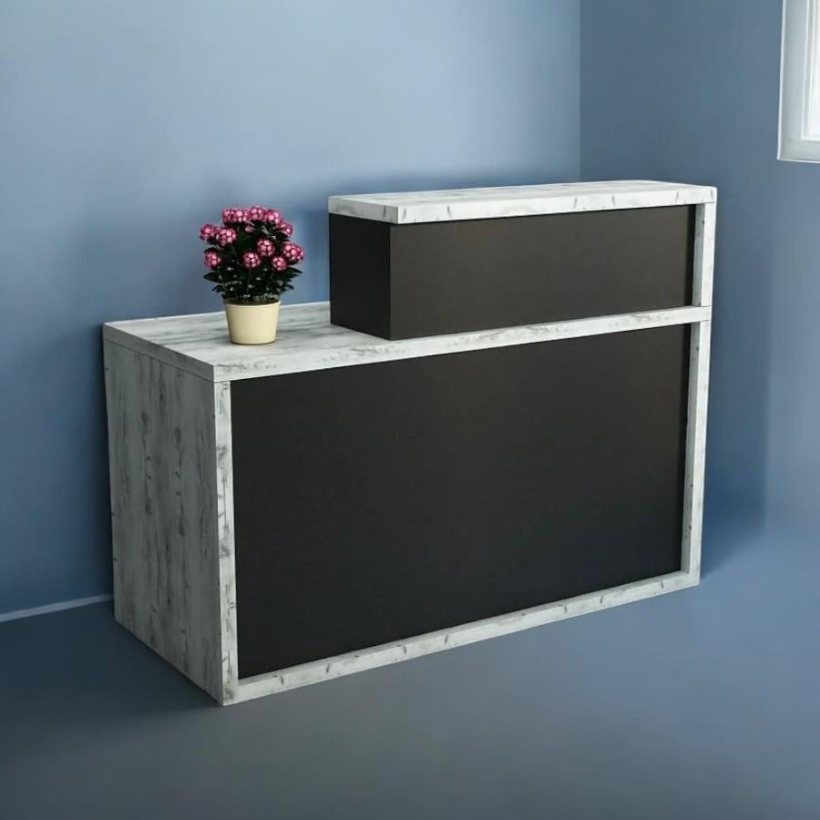 Стойка-ресепшн/4 Tobi Sho левосторонняя для офиса/салона с подсветкой 1400х600х1050 мм Дуб крафт белый/Черный (45758756) - фото 3 Стойка-ресепшн/4 Tobi Sho левосторонняя для офиса/салона с подсветкой 1400х600х1050 мм Дуб крафт белый/Черный (45758756) - фото 3