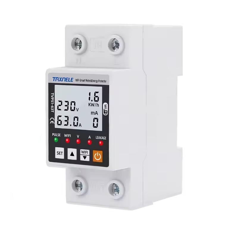 Умное WiFi реле TAXNELE с полной защитой/счетчиками/таймером 1P+N 63A 230V Smart Life (TVPS1-63T)