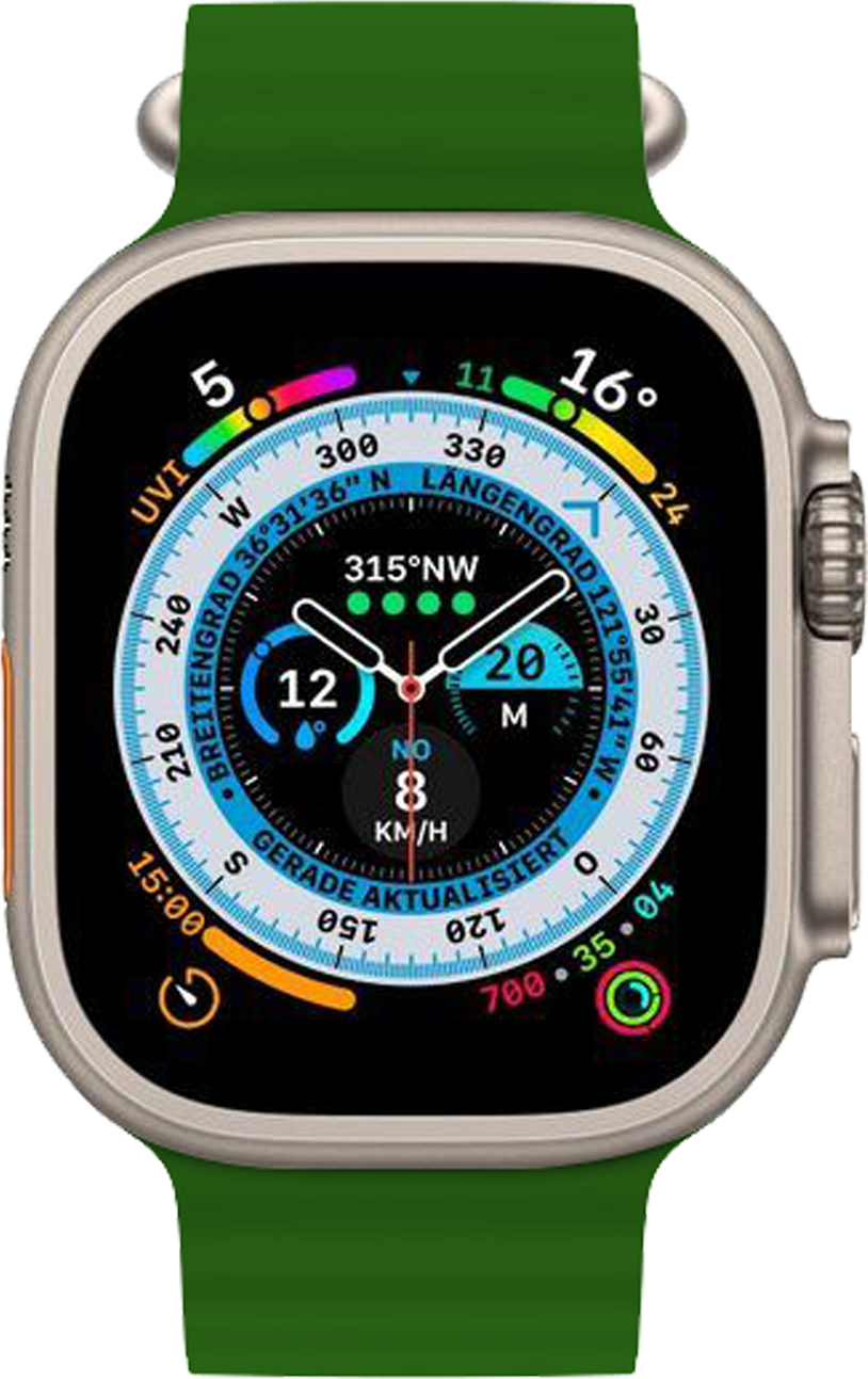 Cмарт-часы AirPro HK8 Pro Max AmoLED Premium Series 8 с микрофоном/тонометром 49 мм Aluminium/Green (db41e92a )