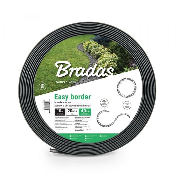 Бордюр газонный Bradas 40 мм х 10 м с комплектом кольев EASY BORDER Графит