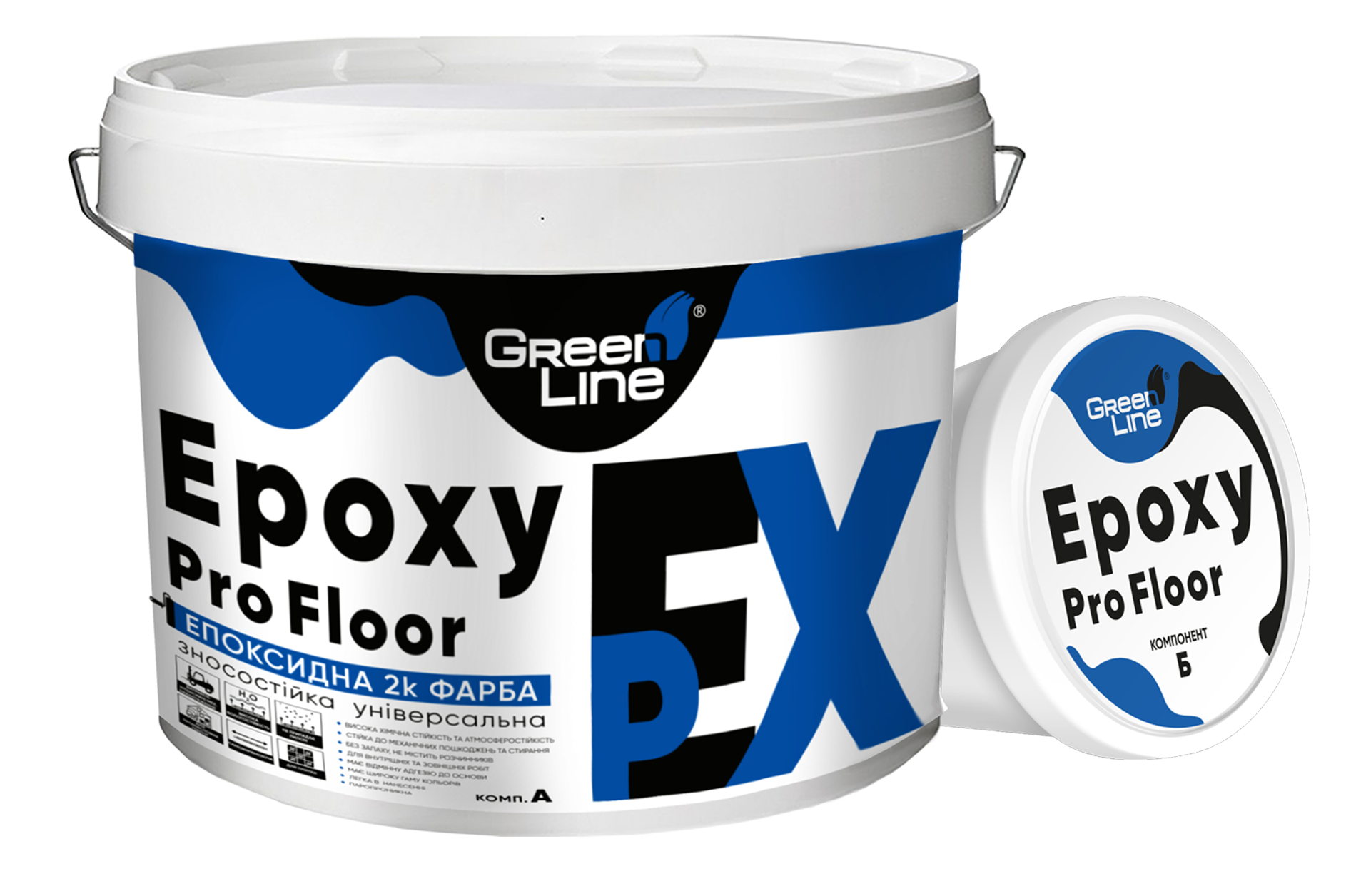 Фарба епоксидна двокомпонентна EpoxyProFloor 2 кг Синій (PPUA62771Blue) - фото 1