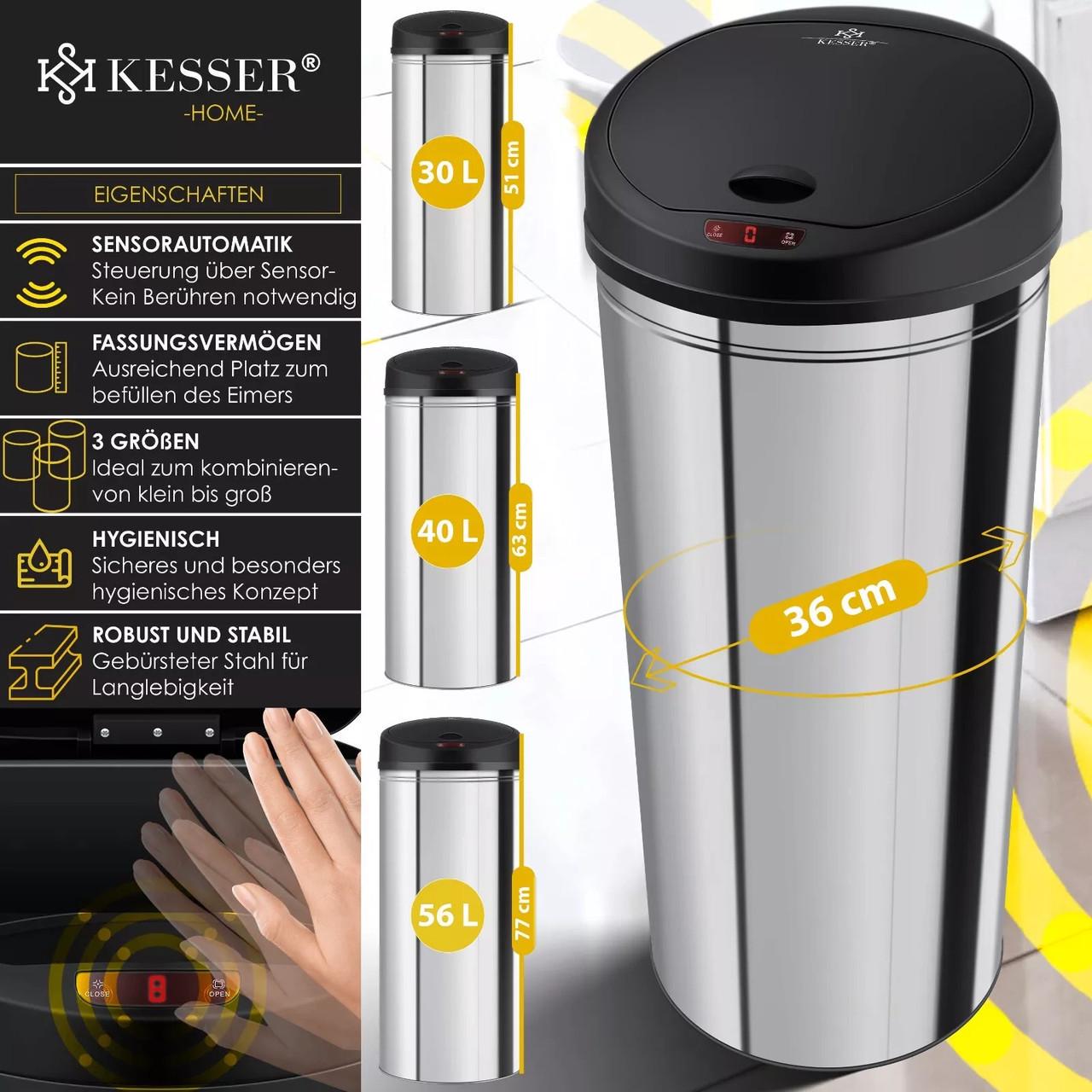 Мусорное ведро с автоматическим датчиком KESSER из нержавеющей стали 56 л Silver - фото 4 Мусорное ведро с автоматическим датчиком KESSER из нержавеющей стали 56 л Silver - фото 4
