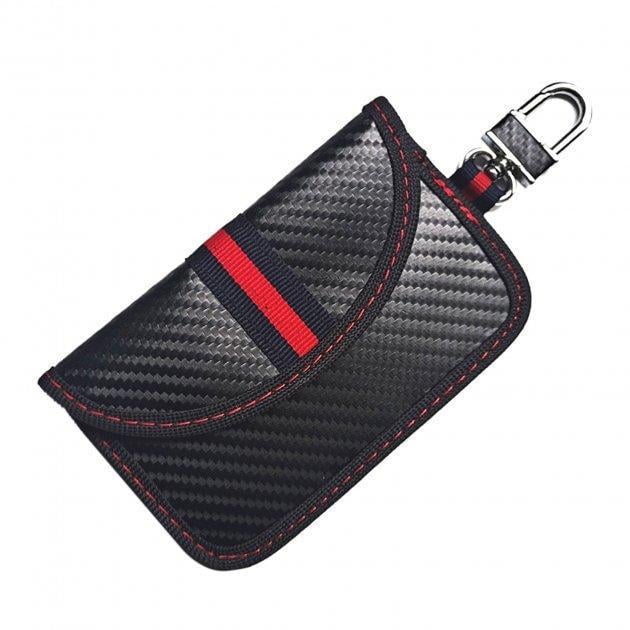 Чехол Фарадея для автомобильного ключа SUNROZ Faraday Stripe экранирующий от угона Black/Red