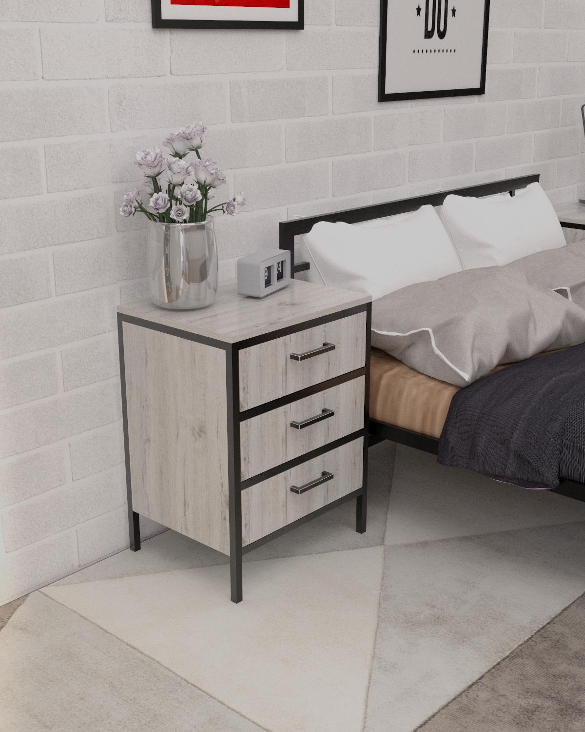 Тумба прикроватная EcoLoft Ронда DSP-1424-2 в стиле лофт Дуб Кортона (32514842)