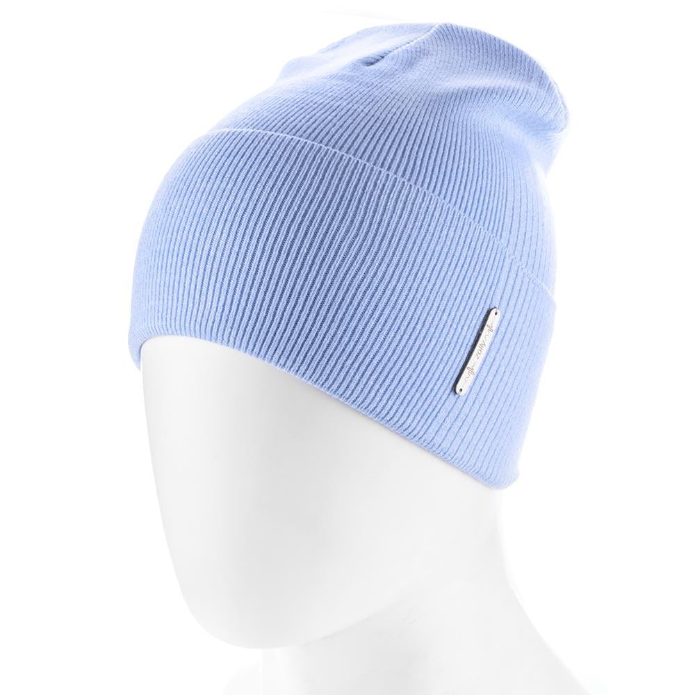 Шапка-бини Zolly ZH251 из вискозы одинарная с отворотом One size Голубой (147030)