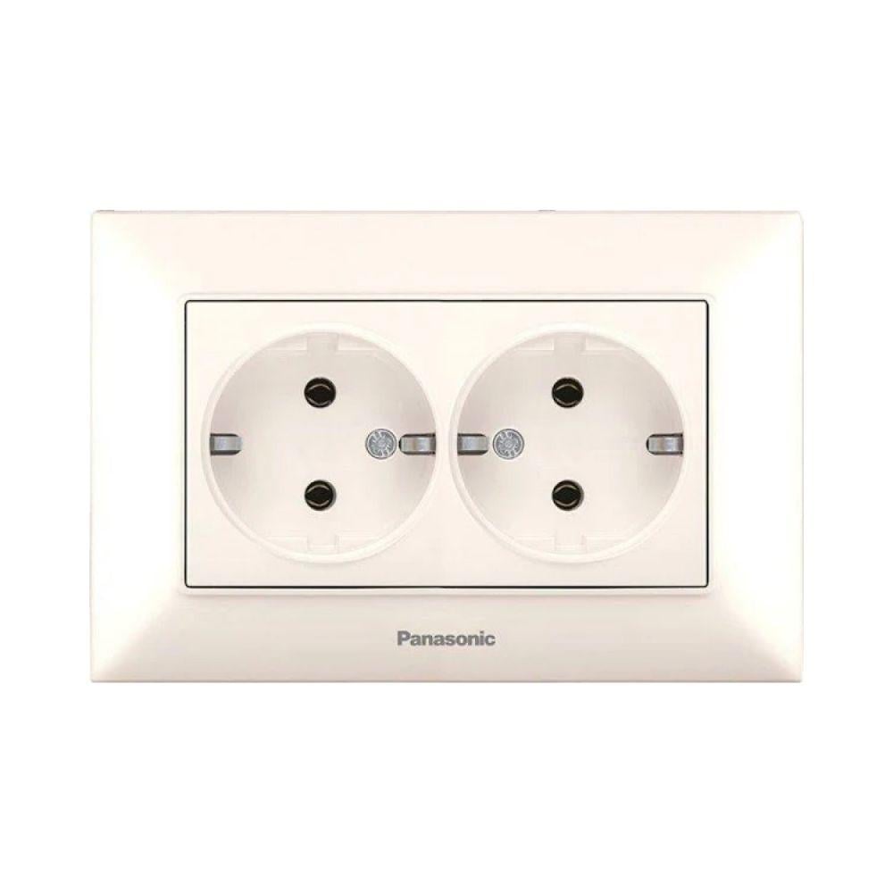 Розетка Panasonic Arkedia Slim с з/з 2-ая Кремовый (13619-е)