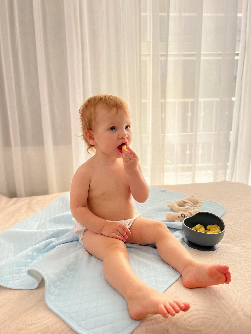 Пелюшка дитяча непромокальна органічна бавовна 70х90 см Блакитна (24246765) - фото 2 Пелюшка дитяча непромокальна органічна бавовна 70х90 см Блакитна (24246765) - фото 2