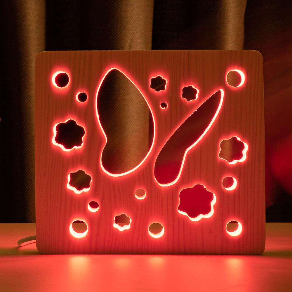 Ночник из дерева ArtEco Light LED RGB Бабочка с пультом (1020415)