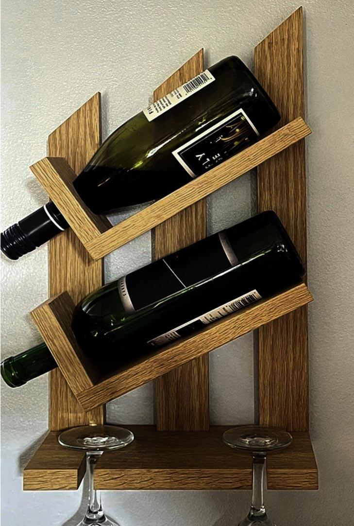 Полка для вина настенная из дерева Акита Палисандр (ПНК-004802)