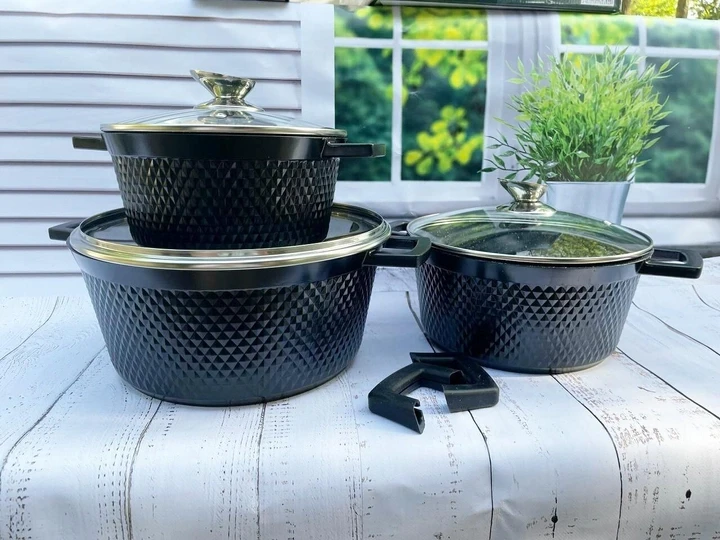 Набор кастрюль Benson 6 пр. с мраморным антипригарным покрытием (BN-394)