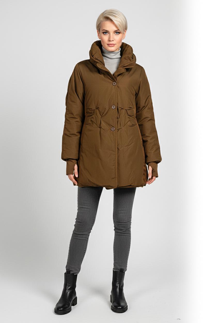 Пуховик женский приталенный Number Nine NN-302 р. 42 Светло-коричневый (NN-302-42) - фото 10 Пуховик женский приталенный Number Nine NN-302 р. 42 Светло-коричневый (NN-302-42) - фото 10