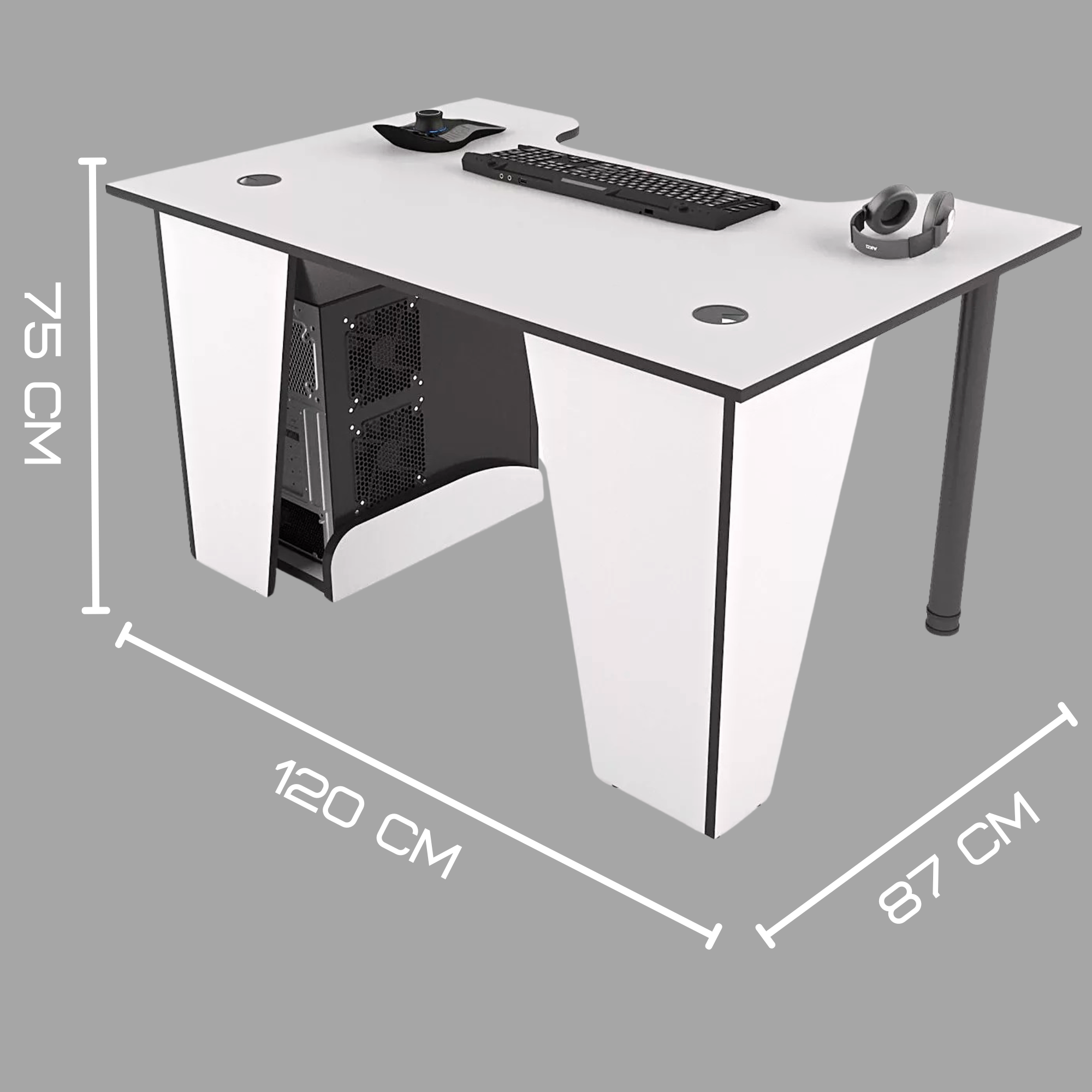 Компьютерный стол геймерский Comfort XG12 120х87 см Белый/Черный (CN-XG12W&B) - фото 2