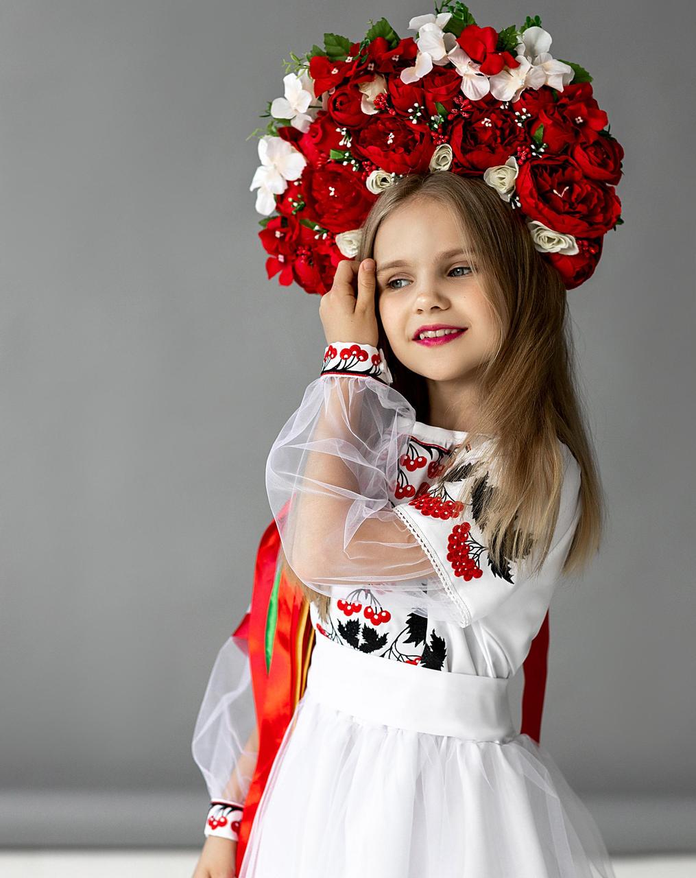 Платье вышиванка для девочек Калина 134 см Белый - фото 6 Платье вышиванка для девочек Калина 134 см Белый - фото 6