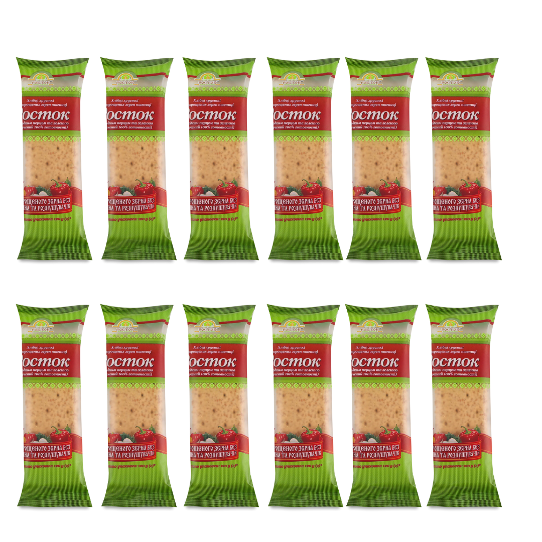 Хлібці Росток УкрЕкоХліб пшеничні з перцем та зеленню із зерен пророщених 120 г 12 шт. (4820135850259)