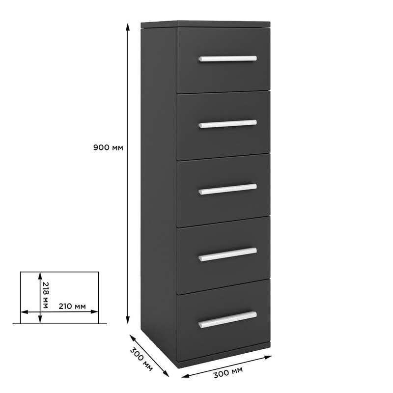Комод М-Зон Джеко 300 5 ящиков Антрацит (MZN-031018) - фото 3 Комод М-Зон Джеко 300 5 ящиков Антрацит (MZN-031018) - фото 3