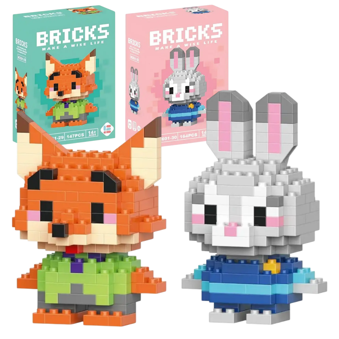 Конструктор-фигурка BRICKS Зоотрополис лис Ник Крутихвост и крольчиха Джуди Гопс 2 шт. (2667558488)