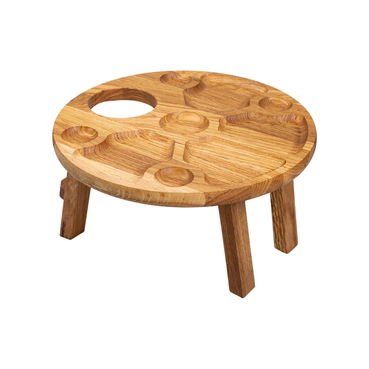 Столик-менежанка винный из дерева круглый на ножках дуб 35 см - фото 4 Столик-менежанка винный из дерева круглый на ножках дуб 35 см - фото 4