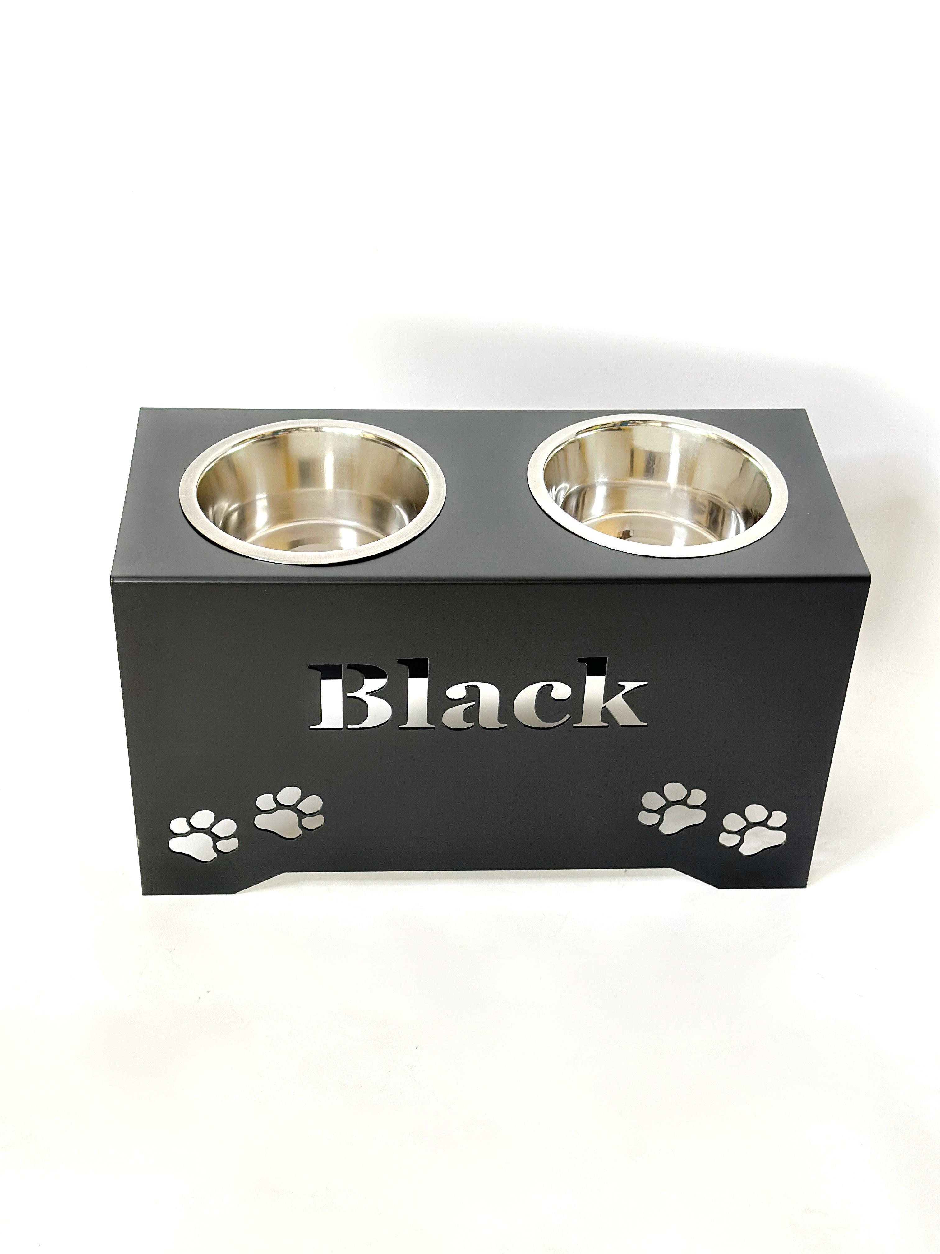 Кормушка индивидуальная Ваше имя подставка для собак больших пород 2 миски металл 260 мм 1,8 л Черный (1024074с) - фото 2