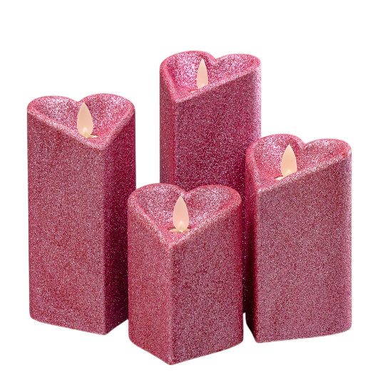 Набор свечей на батарейке пластик 10-18 см 4 шт. Розовый (150-81-8518-006)