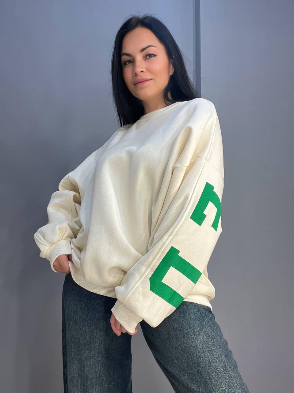 Світшот жіночий DAVRAS 6000 PLEASED подовжений утеплений на флісі OS Молочний (1245) - фото 3 Світшот жіночий DAVRAS 6000 PLEASED подовжений утеплений на флісі OS Молочний (1245) - фото 3