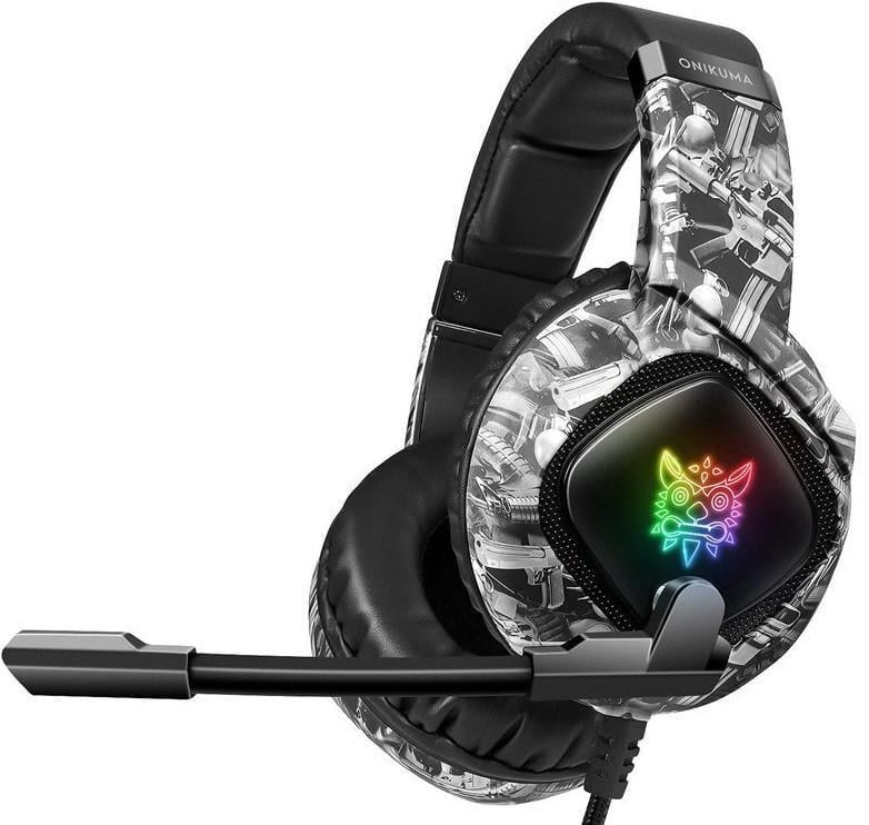 Наушники игровые ONIKUMA Gaming LED K19 Серый камуфляж (1436278860)
