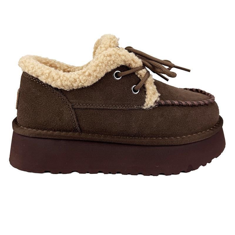 Черевики жіночі хутряні тедді на шнурівці 2055-24 p. 37 23 см Коричневий