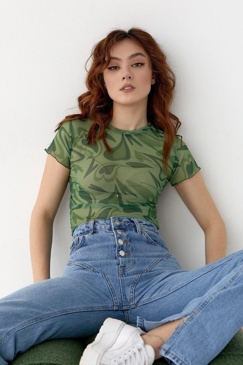 Футболка-топ женский из сетки M Зеленый (10625170)