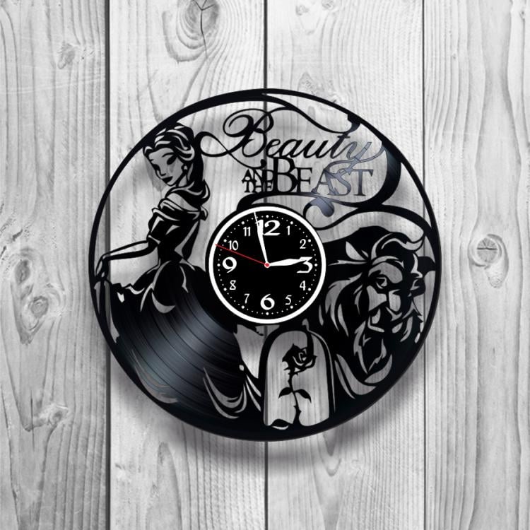 Часы настенные Красавица и чудовище 0321 из виниловой пластинки