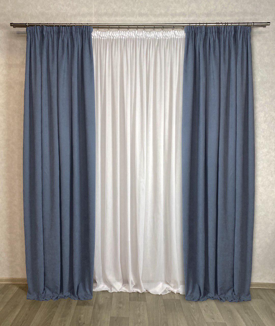 Комплект штор Diamond мікровелюр 200х280 см 2 шт. Сіро-блакитний - фото 1 Комплект штор Diamond мікровелюр 200х280 см 2 шт. Сіро-блакитний - фото 1