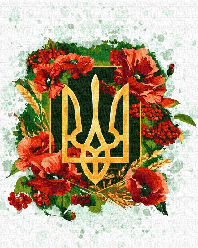Картина по номерам Ideyka Цветущий трезубец патриотическая 40х50 см (KHO 5009 pbn p)