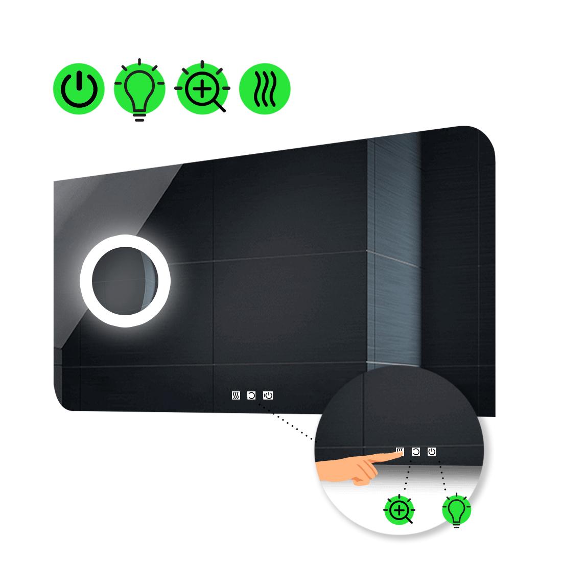 LED-зеркало 120x80 см с тремя сенсорами/подогревом и линзой с подсветкой Simona (Simonag213)