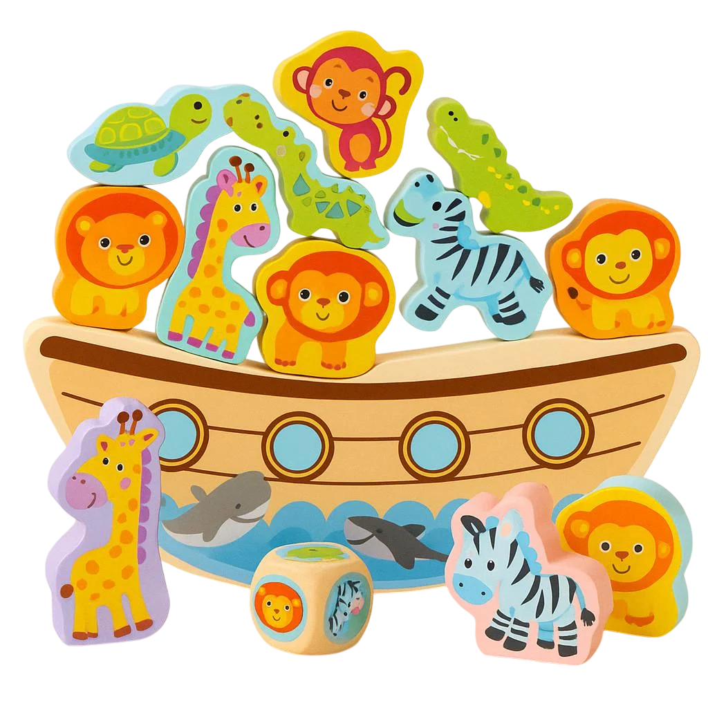Дитяча гра дерев'яна Ноїв ковчег балансир з тваринами (6)